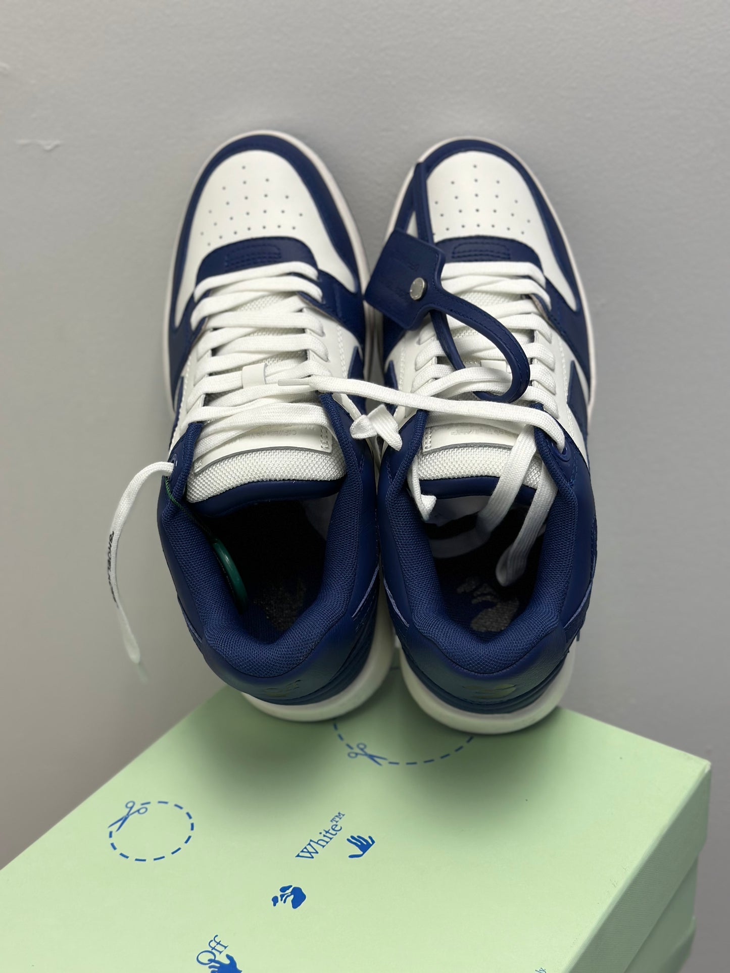 OFF WHITE Out Off Office OOO Low Tops Dark Blue White