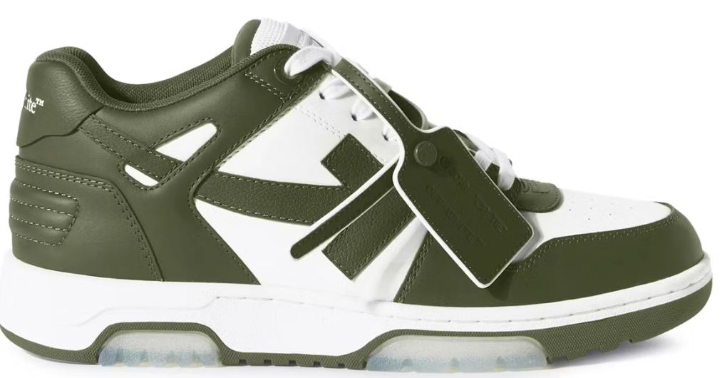 OFF-WHITE Out Of Office OOO Low Tops Military Green White