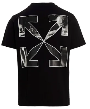 OFF-WHITE Text Logo Caravaggio Saint Jerome Writing Arrows Slim Fit T-Shirt Black/White